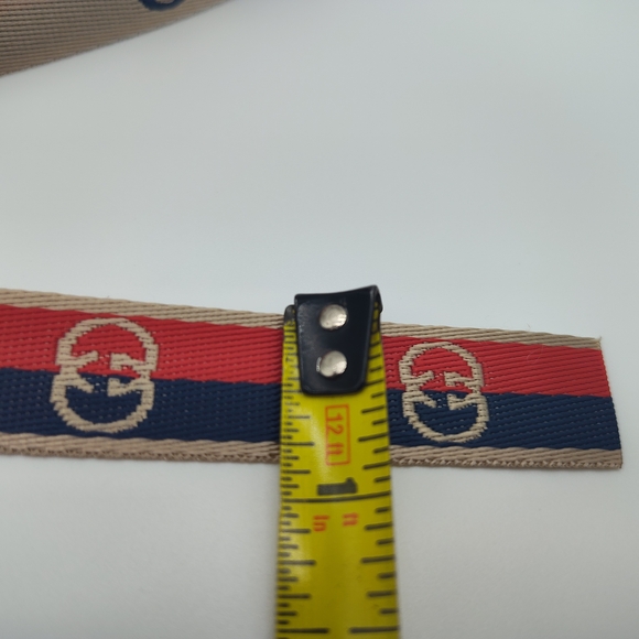 Authentic GUCCI 4 (Four) Yds Continuous Web Ribbon 3/4" Red Navy Interlocking G - Picture 4 of 4